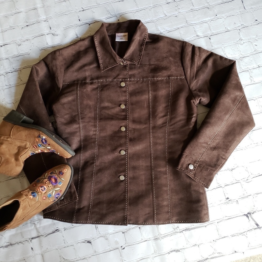 Faux Suede Shirt Jacket
